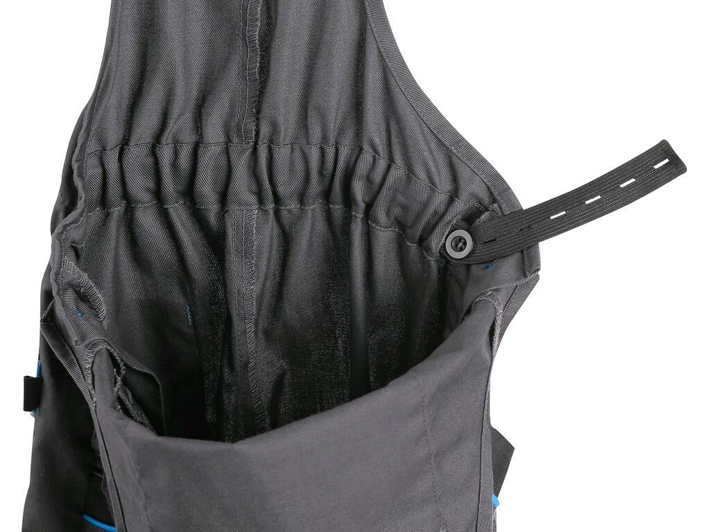 Záhradnícke nohavice CXS PHOENIX CASPER, detské, sivé s čiernymi a modrými doplnkami